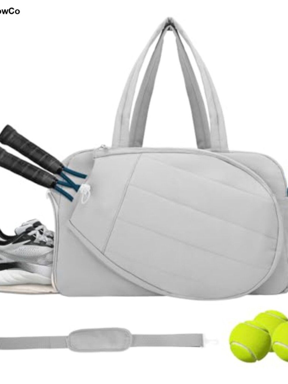 Quilted Tennis Tote Bag with Shoe Compartment - Extra-Large Pickleball Bag